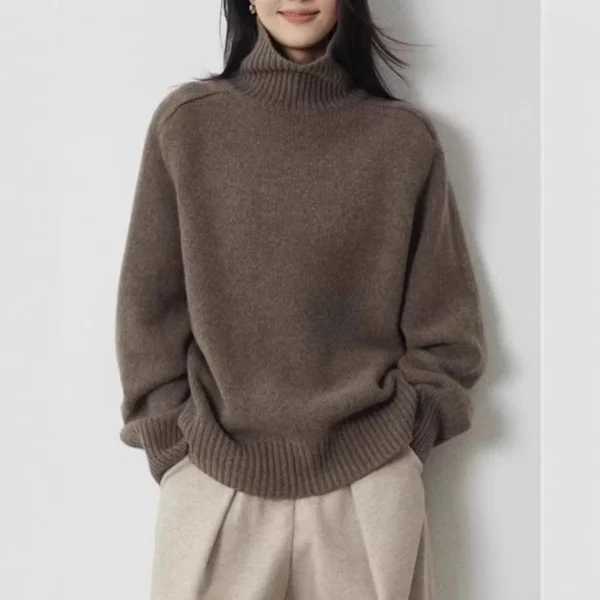 Hot Selling New Autumn and Winter High-neck 100% Wool Thick Sweater for Women