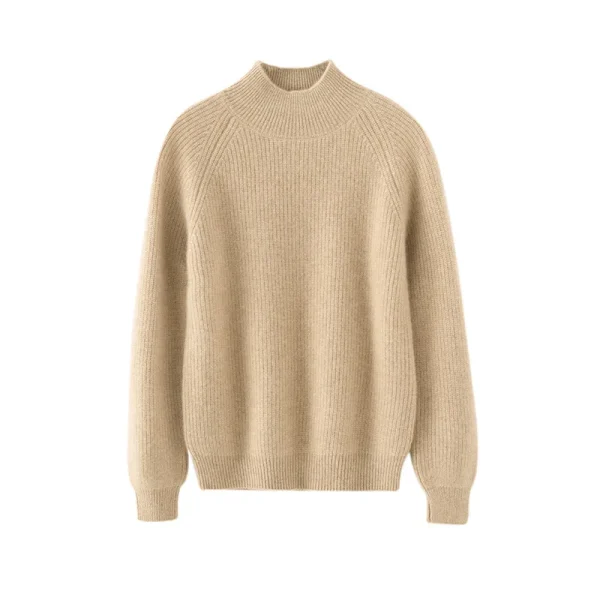 Winter Women's Mock Neck Cashmere Pullover High Quality Loose Knit Thick Wool Cashmere Sweater IMField