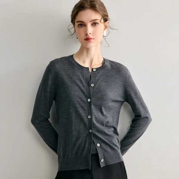 2026 New Style 100% Wool High-quality Worsted Cardigan for Spring and Summer