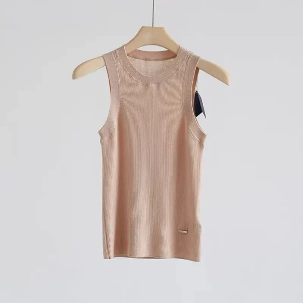 Round Neck Sleeveless Vest 100% Wool Inner Layer Top Slim Fit Slimming Base Knitwear Summer