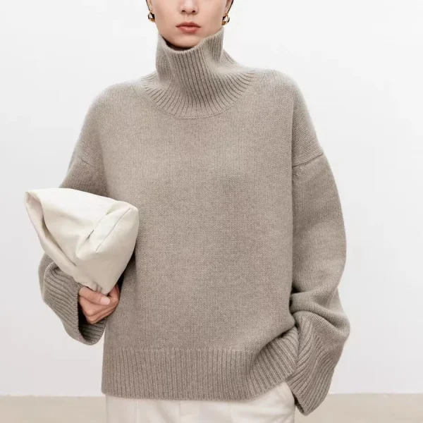 Plus Size Autumn Winter Wool Sweater for Women, High Neck Pullover, Thickened Oversized Cashmere Sweater Lazy Style Inner Wear