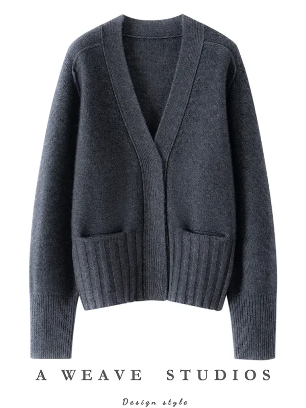 IMF High Quality Cashmere Wool Women Winter Autumn Sweater  Long-sleeved Cardigan