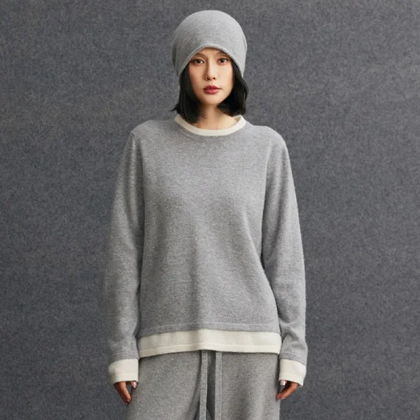 Luxurious Soft Wool Cashmere Sweater Women Loose Mock Layered Knit Jumper Low MOQ Knitted Wear
