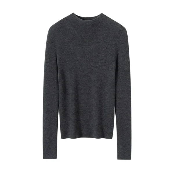 Women's 100% Merino Wool Sweater Solid Turtleneck Slim Fit Superfine Wool Knit Pullover Basic Jumper