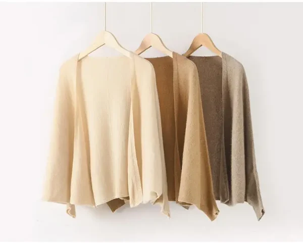 2026 Cashmere Autumn and Winter New Solid Color Women's batwing Sleeve Shawl Outer Knitted Cardigan Shawl