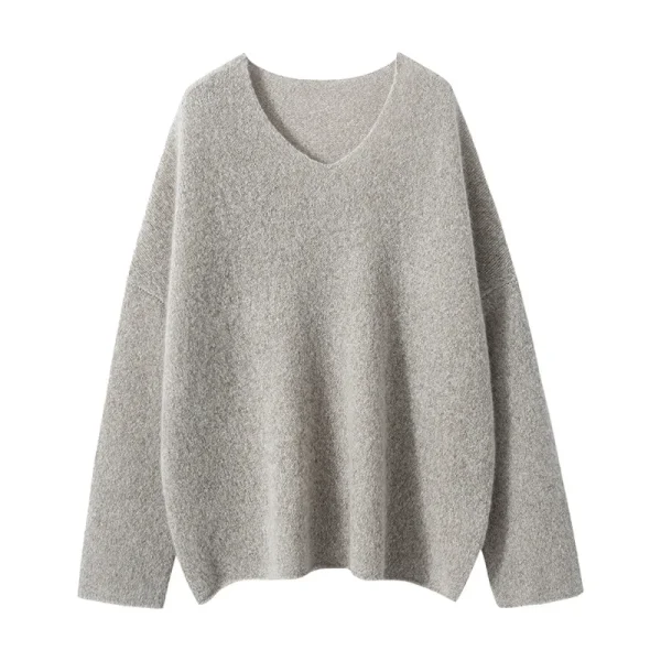 Women's Raglan Sleeves Cashmere Sweater Casual Loose Versatile V Neck Knit Cashmere Pullover Autumn New