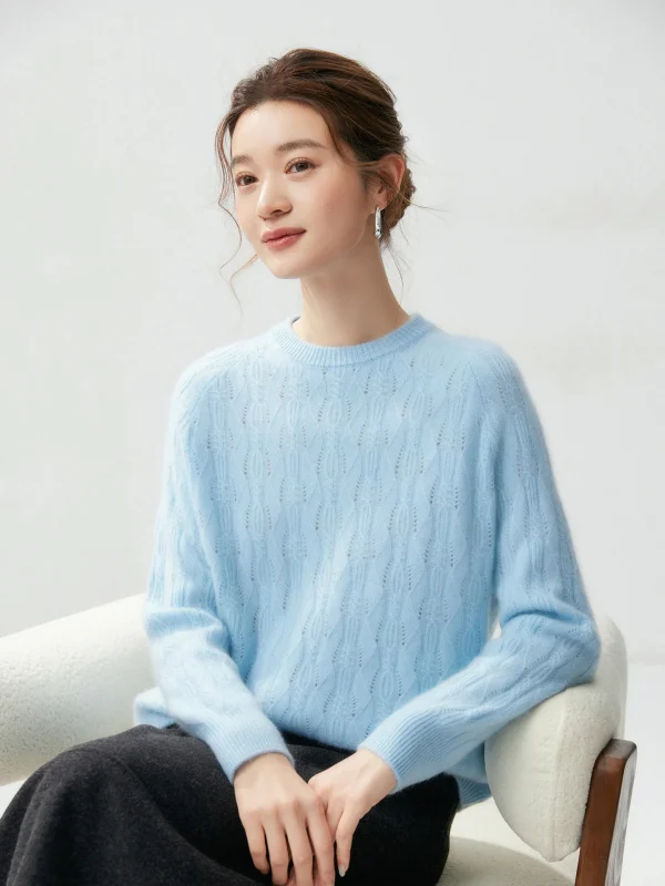 New Style  Cashmere Wool New Round Neck Twisted Knit Sweater Autumn-Winter