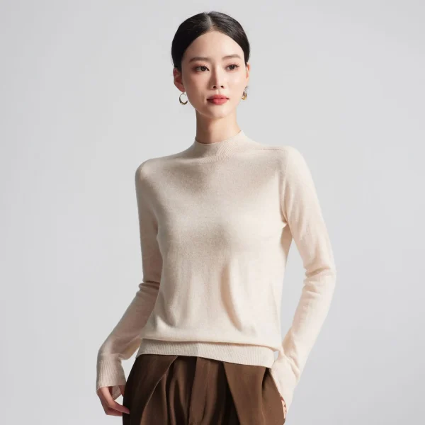 Latest High Quality Merino Wool Sweater Spring Autumn Long Sleeve Thin Tops Plain Round Neck Elegant Knitwear