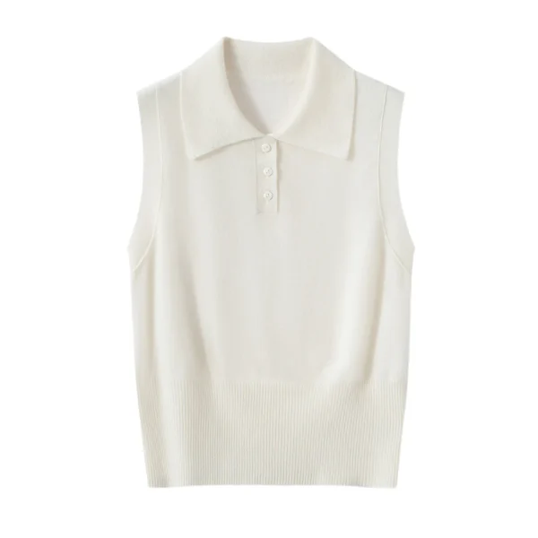 IMF New 100 Cashmere Knitted POLO Vest Women  Sweater Vest
