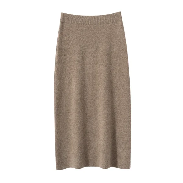 Elegant Women's Cashmere Skirts Soft Solid High Fanny Pack Hip Skirts Working