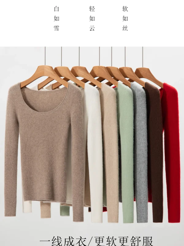 IMF New Style Large U-neck 100% Cashmere Knitted Sweater  Women