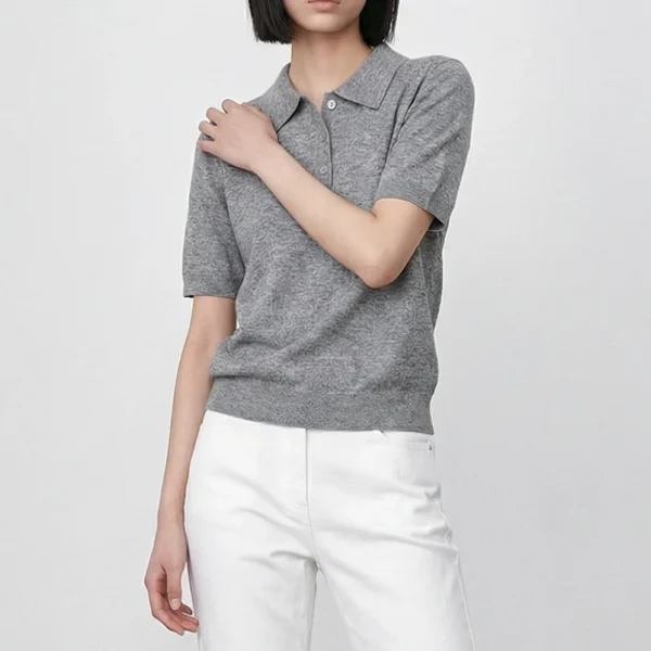 Oversized Polo Shirt for Women Lightweight Semi Sheer Summer Top Relaxed Fit Blouse
