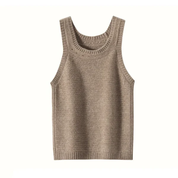 New Women's Cashmere Vest Crewneck Sleeveless Off Shoulder Knitted Sweater Casual Elegant Crop Tank Top