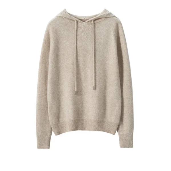 New Women's Blend Cashmere Hoodie Fashion Solid Color Knit Pullover Sweater with Hoodie