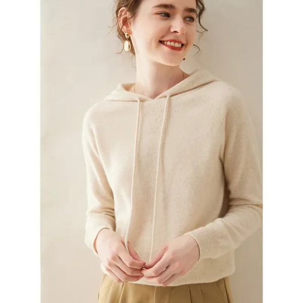 Autumn and Winter New Style Hooded Cashmere Sweater Warm and Thick, Suitable for Outdoor Wear, Commuting Style Wool Sweater