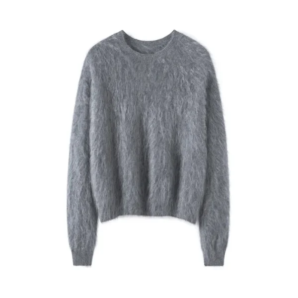 Cashmere Sweater for Women, Brushed Goat Wool Cashmere, New Solid Color Round Neck  Simple Pullover Knitted Warm Sweater
