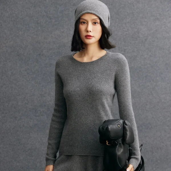 Simple Round Neck Cashmere Sweater Women Winter Warm Quality Knitted Cashmere Pullover Base Layer