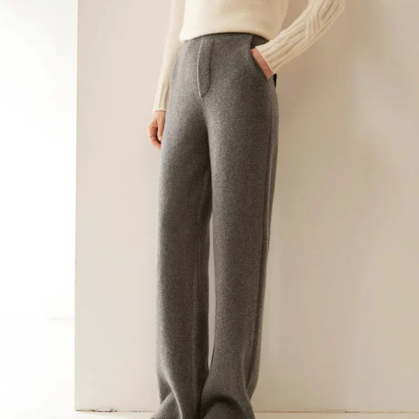 Cashmere Wide-Leg Pants Thickened, Draped, Straight-Leg, Slimming, High-Waisted, Floor-Length, Knitted Cashmere Long Pants