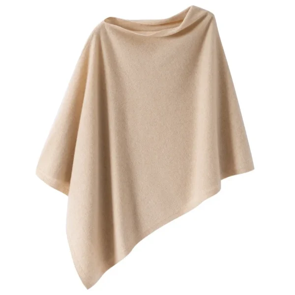 Soft Merino Warm Wool Poncho Beige Women's Knit Shawl Gift for Her Cashmere Soft Poncho Sweater Pullover