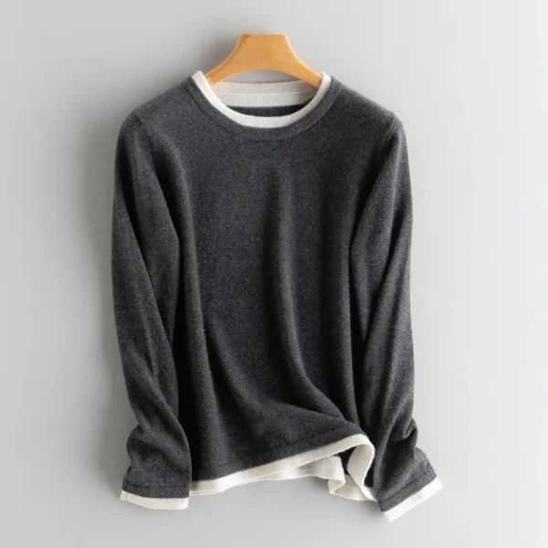 O-neck Women Cashmere Wool Sweater Spring Autumn Fashion Loose Long Sleeve Knitted Pullover Jumper