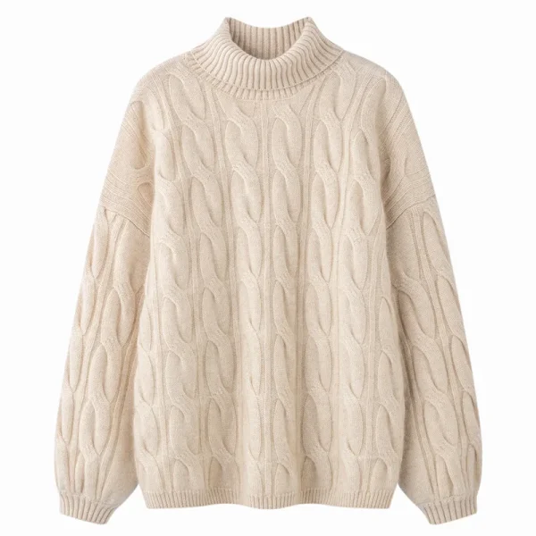 High Quality High-collared Thick Cashmere  Knitted Sweater for Women Comfortable Soft Warm and Fashionable Pullover