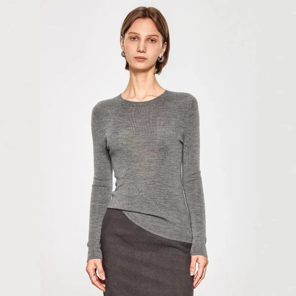 Autumn Thin Vintage Skin-friendly Machine Washable SeamlessVersatile Base Layer Women's Wool Sweater
