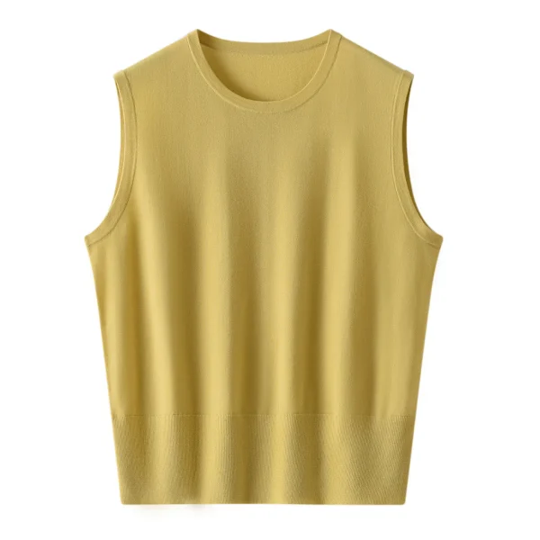 High Quality Fashionable 100% Merino Wool Knitted Vest Summer Lightweight Sleeveless Tops Casual Shirt