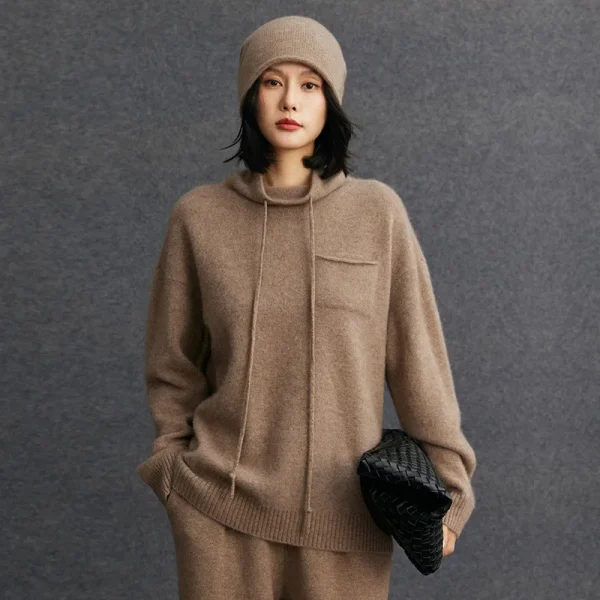Contract Manufacturing Cashmere Sweaters Cowl Neck Ribbed Knit Pullovers Athletic Chic Luxury Women's Cashmere Jumper