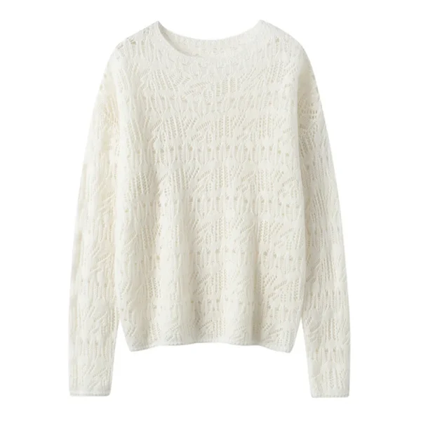 2026 High Quality Cashmere Wool O Neck Autumn Spring Sweater Recessed Pattern Sweater