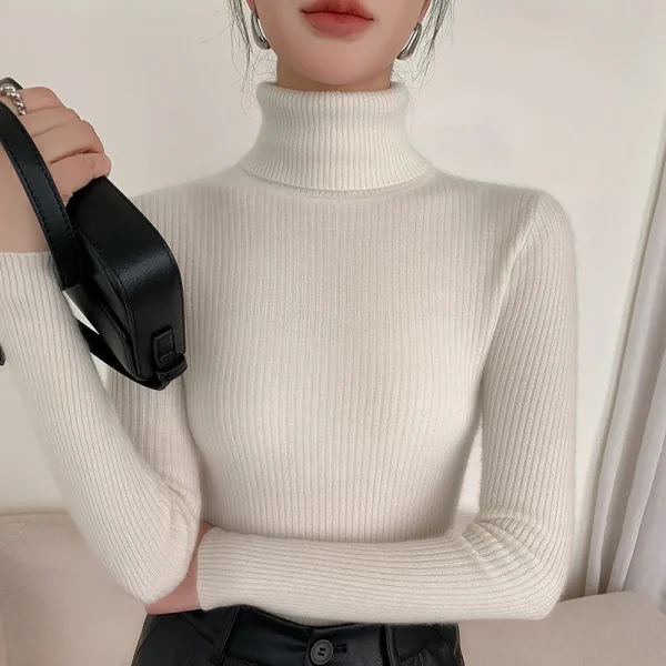 Cashmere Turtleneck Sweater Female Lightweight Shirt Slim Bottoming  Knit Jumper Women for Autumn and Winter