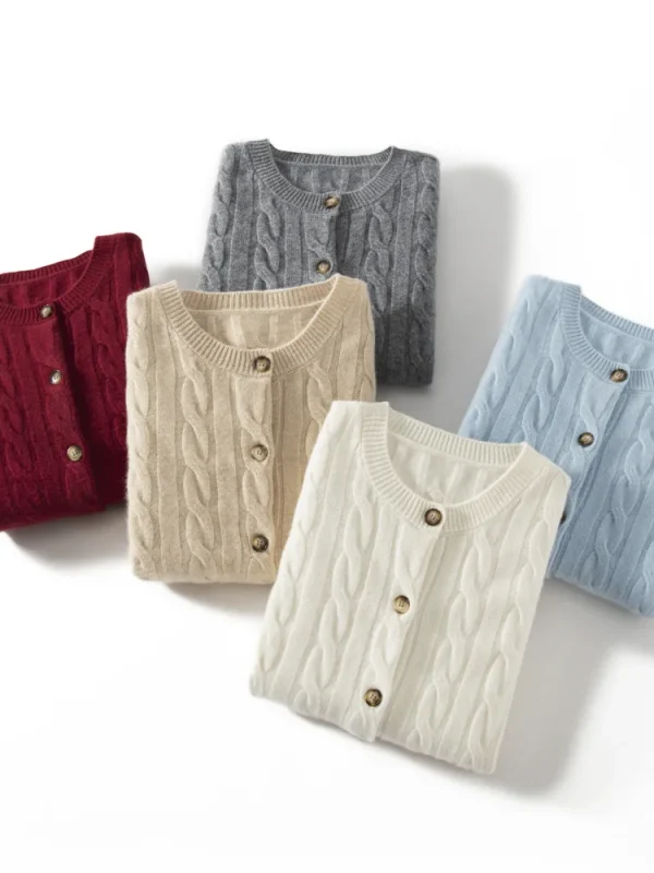 IMF High Quality Cashmere Wool Cardigan Autumn Winter Sweater