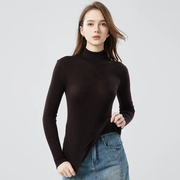 Fashionable High Quality 100%wool Sweater Spring Autumn Long Sleeve Turtle Neck Jumper Lightweight Tops