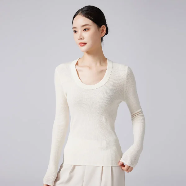 New Arrival 100%merino Wool Sweater for Women Spring Autumn Lightweight U Neck Pullover Versatile Knitwear Tops