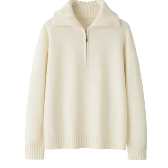High-neck Cashmere Sweater for Women, Long Sleeves, Suitable for Autumn and Winter Sweater